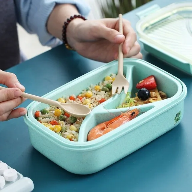 Set of bento box and cutlery 4 pcs