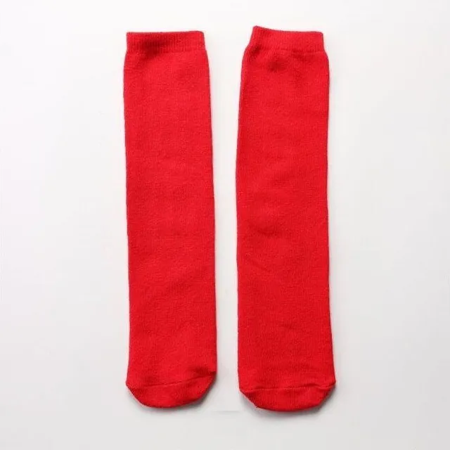 Children's solid colour socks cervena