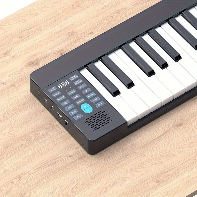 Compact smart piano with 61 keys - online music teaching, external audio and headphones, standard size, LED display, USB