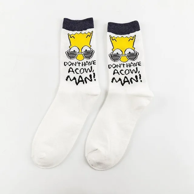 Zabawne bawełniane skarpetki z drukiem Simpsona