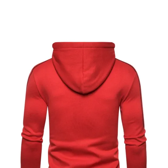 Men's modern sweatshirt with hood, zipper, long sleeve and colorful patterns