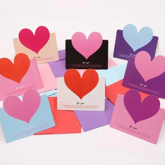 10 bucăți de felicitări colorate de Valentine's Day cu motivul inimii