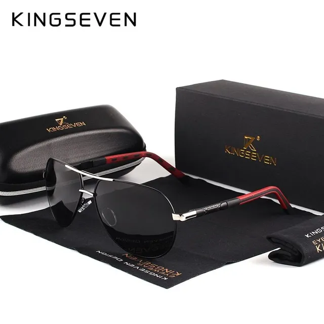 Ochelari de soare polarizaţi cu vintage King7 silver black