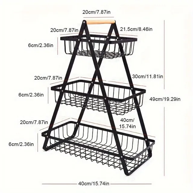 Metal fruit bowl with 3 designs - creative multilayer shelves