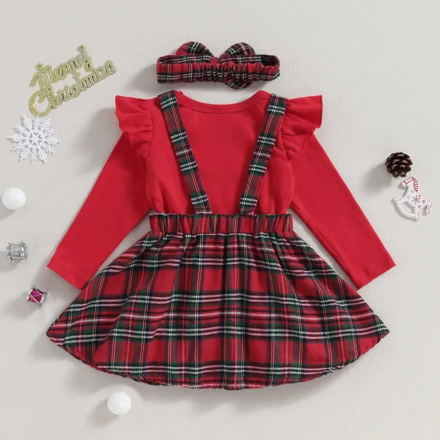 Children's Autumn Clothes Cute Animal Pattern Long Sleeves Rompers and Skirts With Headband Autumn Outfits