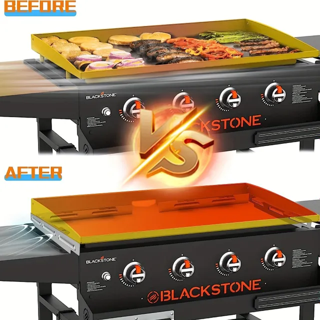 Magnetic stainless steel winds on the Blackstone barbecue plate