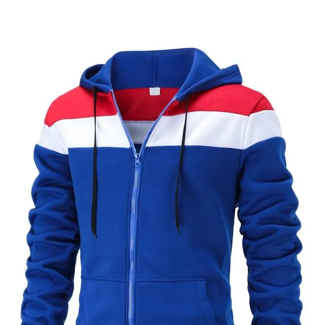 Men's colourful zipped hoodie with hood, zip and drawstring