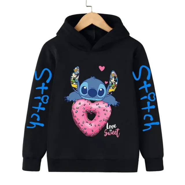 Dětská mikina s kapucí a roztomilým potiskem Stitch