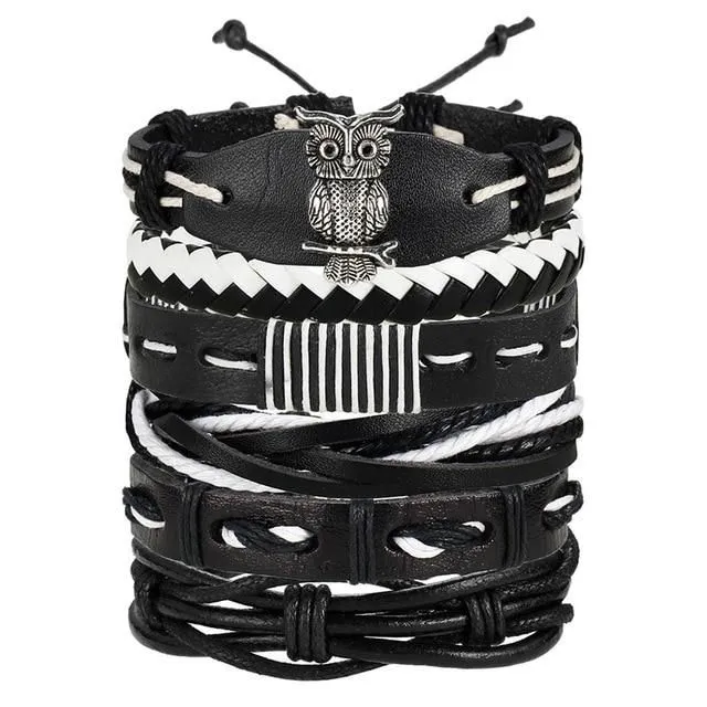 Men's leather bracelet set