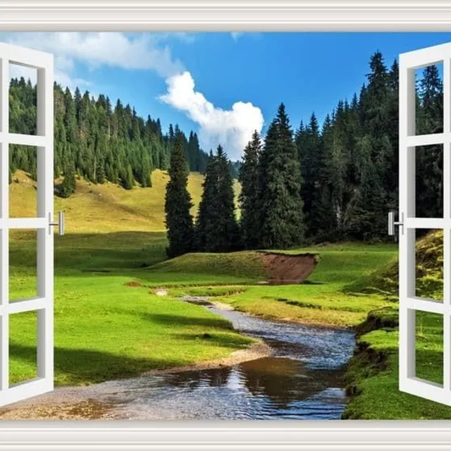 Picture on the wall 3D sticker © Window, Landscape 15 16x24inch-40x60cm