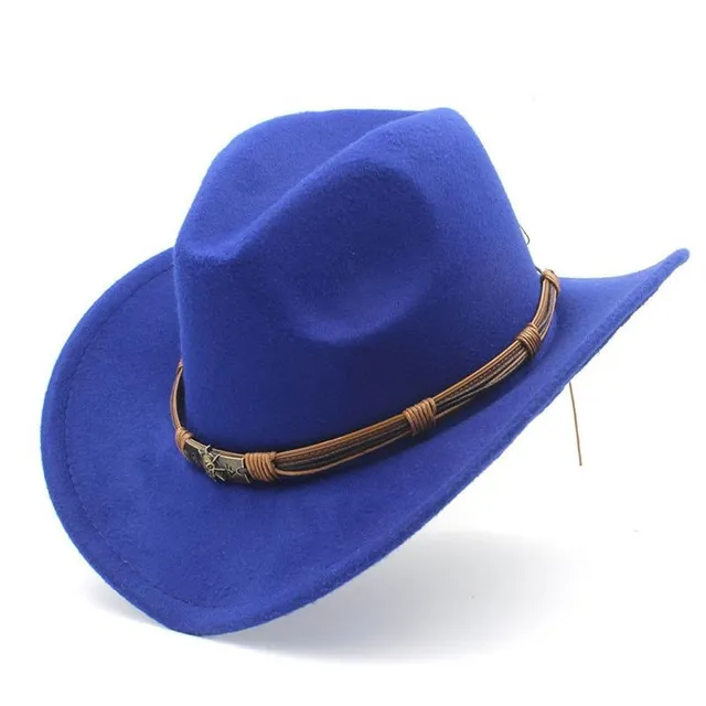 Módne kovbojský klobúk s opaskom