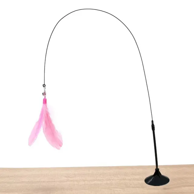 Interactive toy for cats with feathers on pole