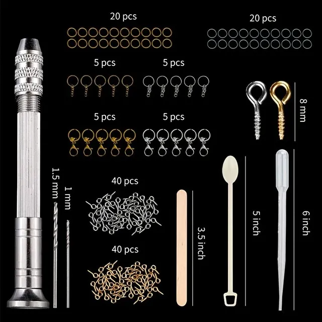 186-piece starter set of silicone resin casting forms with letters, numbers and tools for making resin jewelry