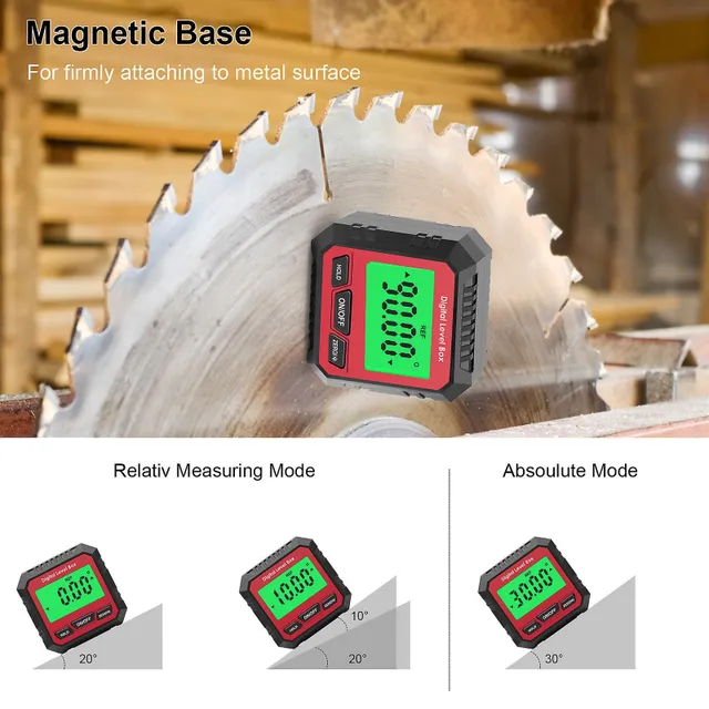 Digital Angle Finder, Backlight Lcd Digital Angle Gauge Protractor Inclinometer Be-vel Box, Magnetic Base, 4 Of 90 Degree Finder Angle Tool