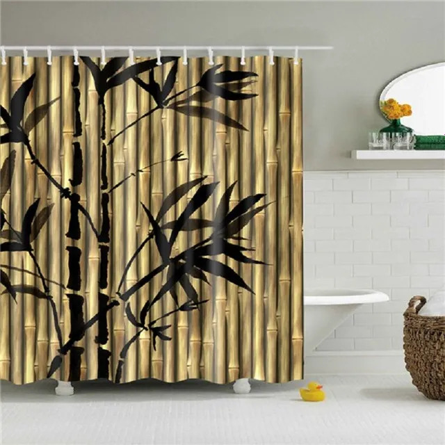 Shower curtain with plant motif