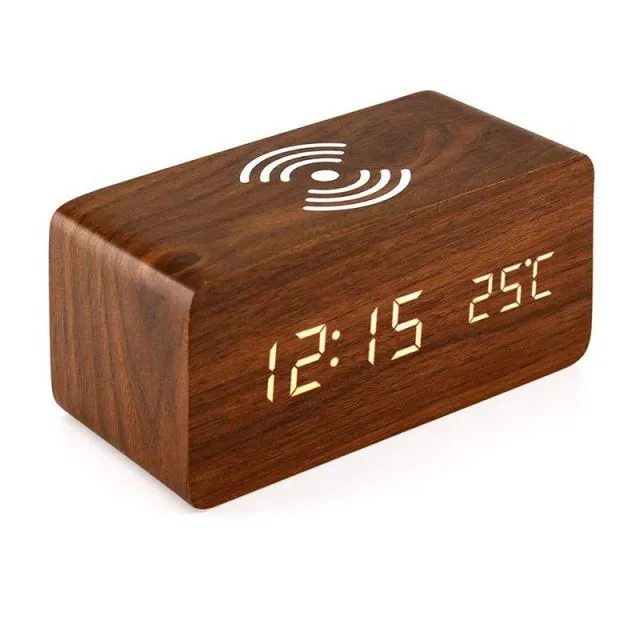 Multifunctional digital alarm clock with wireless phone charging
