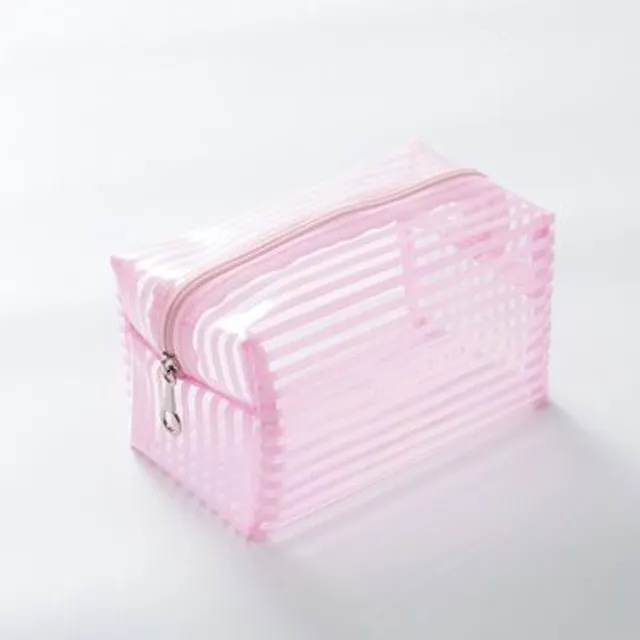 Women's Make-up Bag with Stripes Blanc
