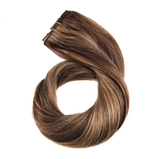 Extensions de cheveux naturels à clip pour femmes et filles - lisses, Remy, pour un usage quotidien