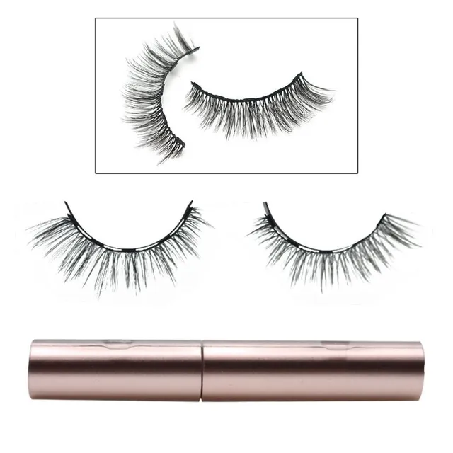 Set of a pair of magnetic false eyelashes and liquid eyeliner
