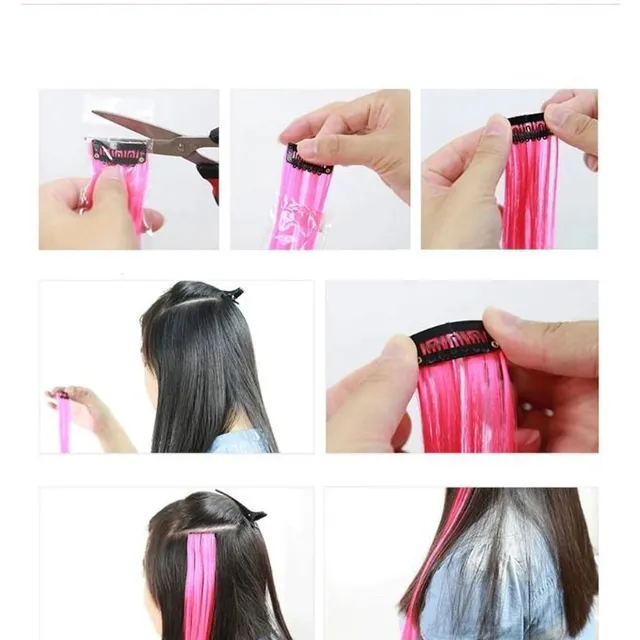 Strand of synthetic hair on clip - various colours