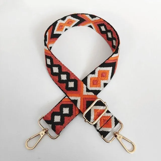 Luxury handbag strap with adjustable length with Aztec design - more variants Edwin