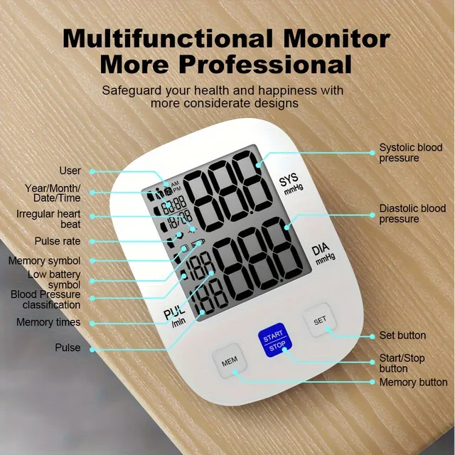 Domáci elektronický merač tlaku s digitálnym displejom pre osobnú starostlivosť