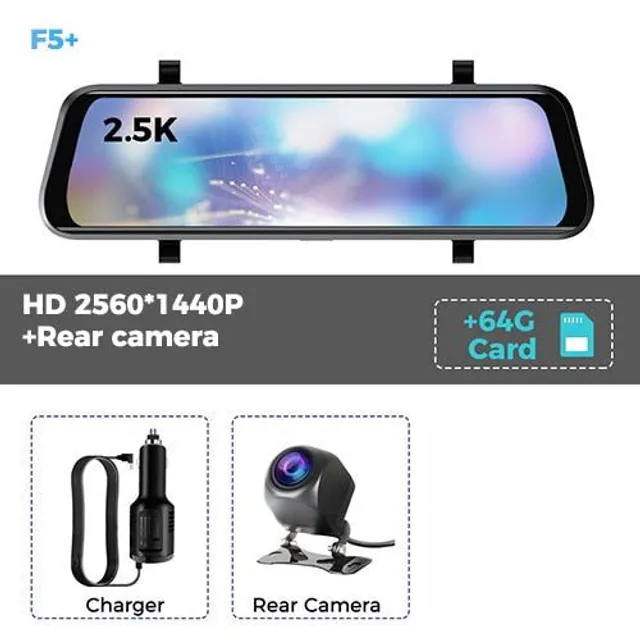 Záznamník zpětného zrcátka do auta 2,5K Video 10palcový Dash Cam Sony Lens Ultra HD 2560*1440P Kamera Streamování zpětného zrcátka