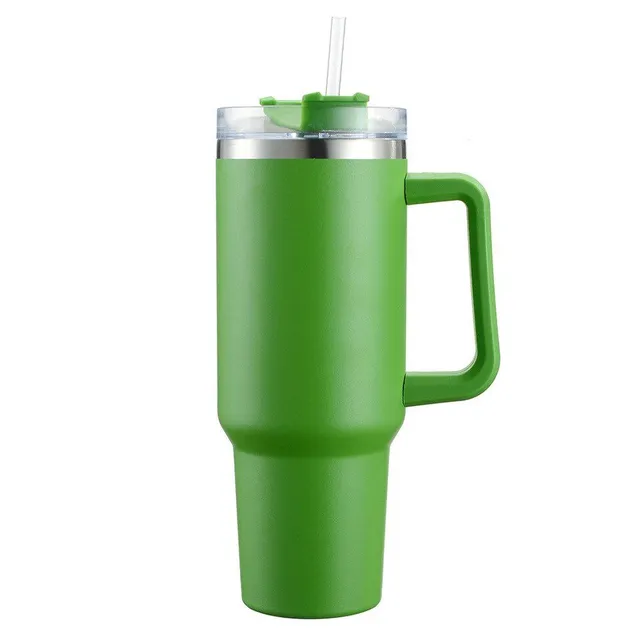 Isolated coffee cup with straw and handle for travel