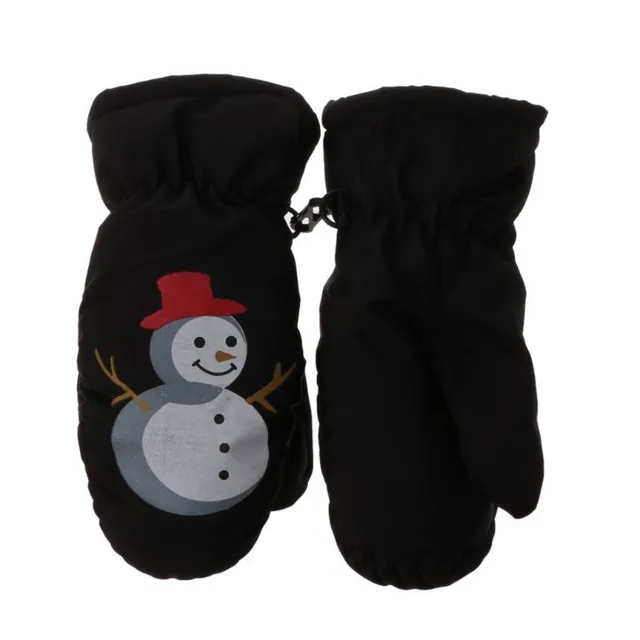 Children's winter mittens with snowman motif