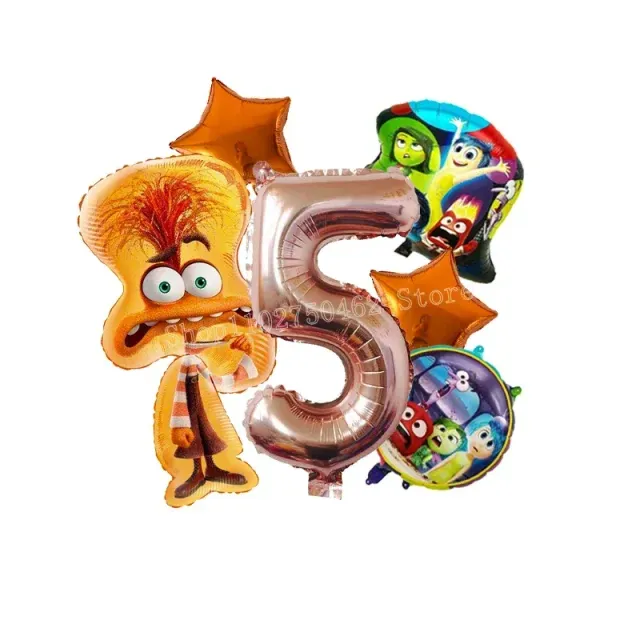 Ensemble de ballons d'anniversaire en aluminium avec numéro - personnages du film Vice-Versa 2