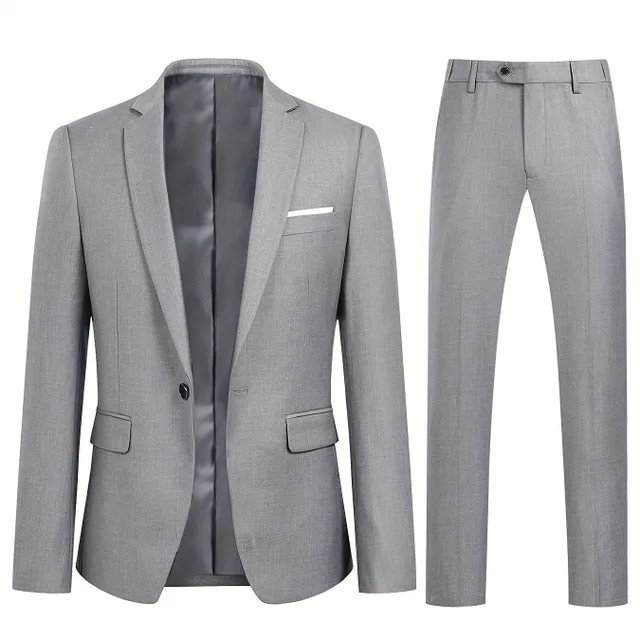 Formal men's suit 1 button jacket + pants for business dinner, wedding, party