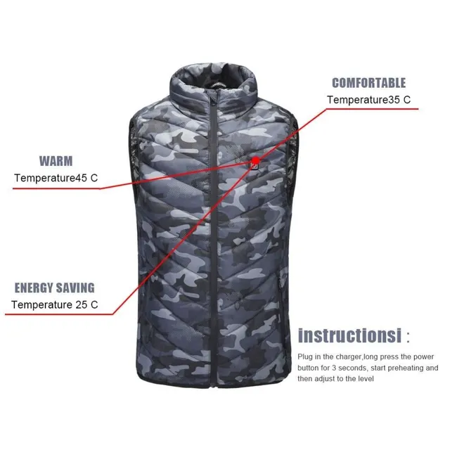 4 colors Unisex electric heated USB heat warm fabric winter vest