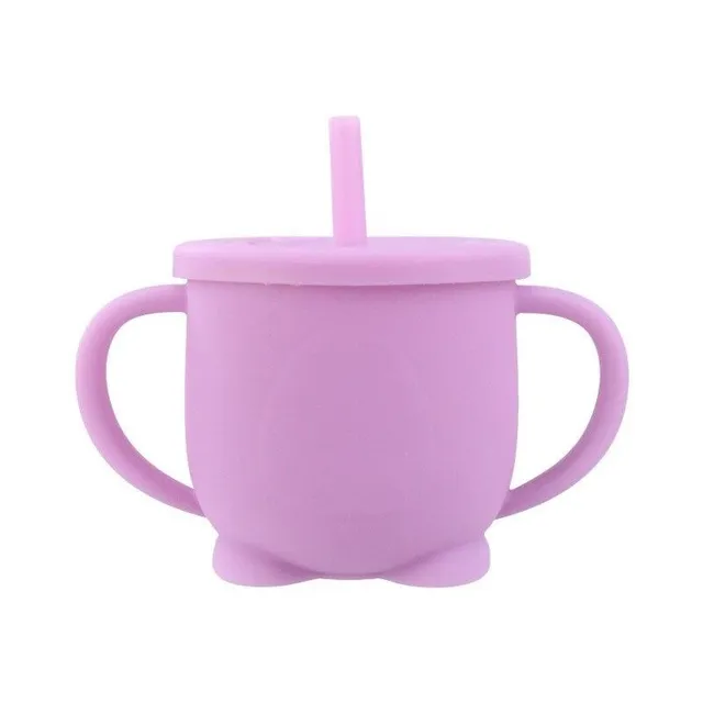 Silicone mug with straw