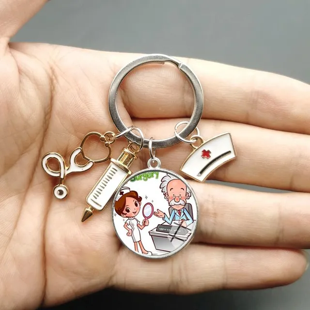 Original keychain with motif of doctors and nurses