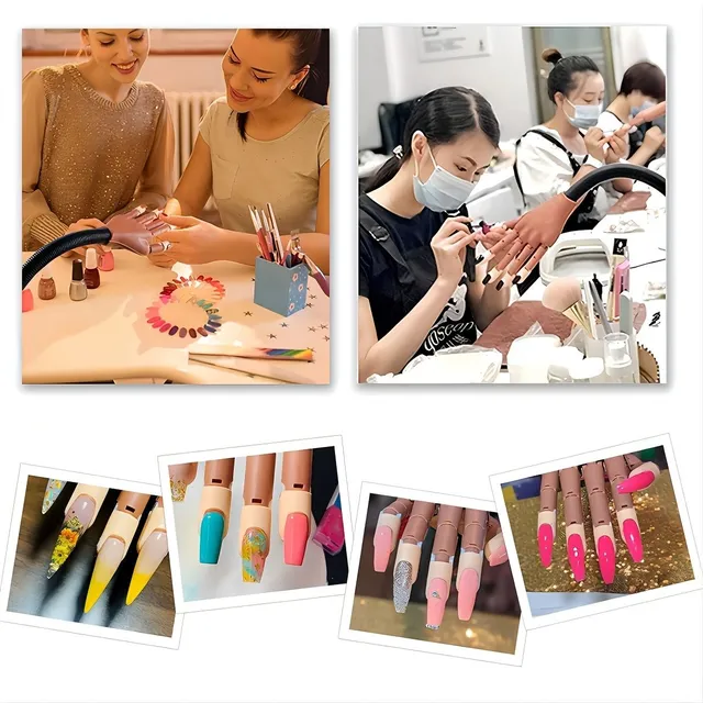 Sleeve for nail training, flexible artificial hand with 100 nails, set for manicure for home DIY