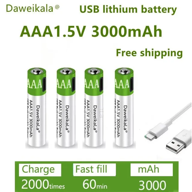 Fast charging USB rechargeable battery