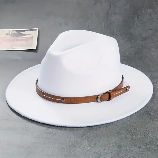 Centură decorativă pentru Pălărie Fedora Unisex monocromă Jazz Casual Pălărie din fetru cald Pălărie de soare Cowboy Western Hat pentru exterior