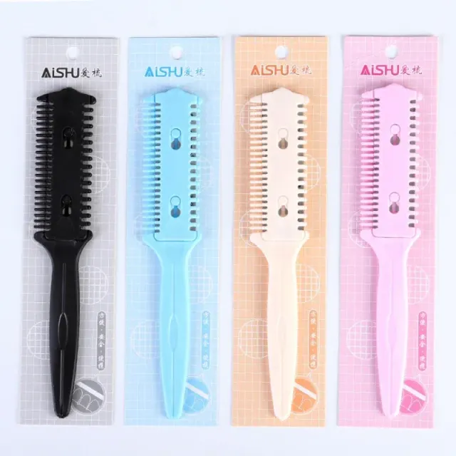 Hairdressing comb with razor and scissors for cutting bangs