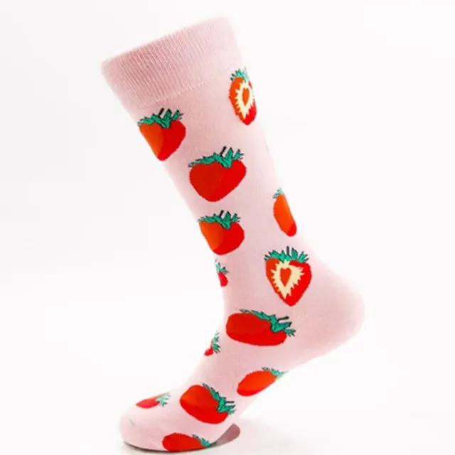 5 pairs of autumn and winter socks with a motif of strawberries on cotton socks in size 38 - 46