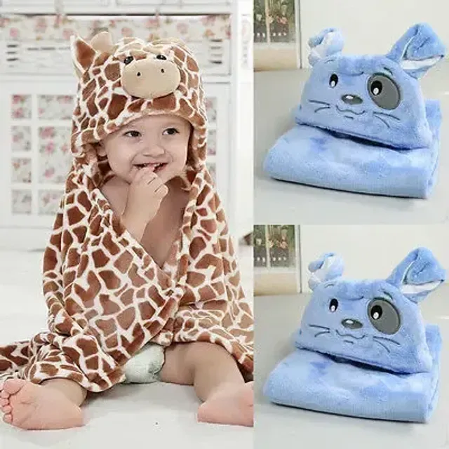 Children's towel with hood in cute animal design