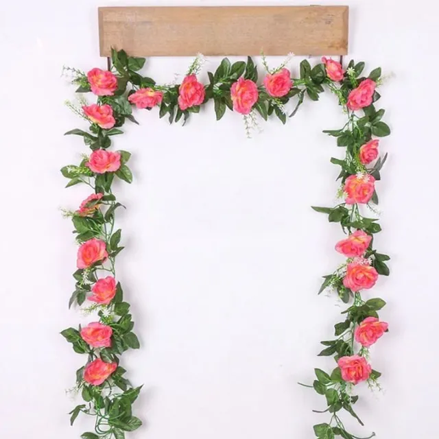 Hanging artificial flowers - garland with roses