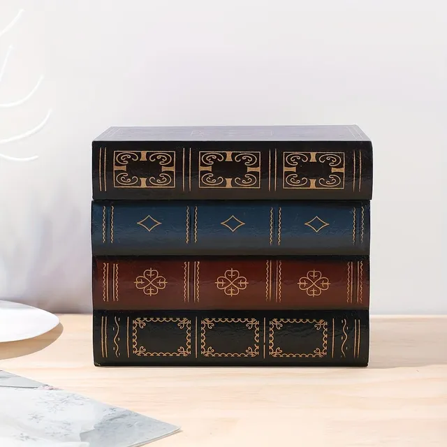 1pc Wooden storage box in retro style in book shape