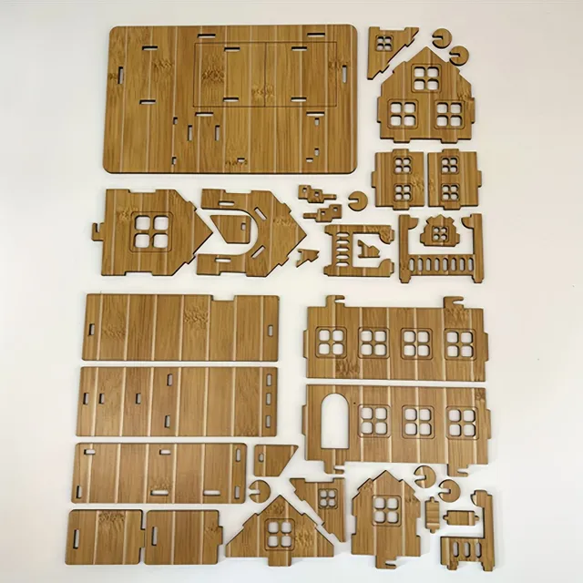 Laser-cut 3D Holzbausatz: Gemütliches Häuschen