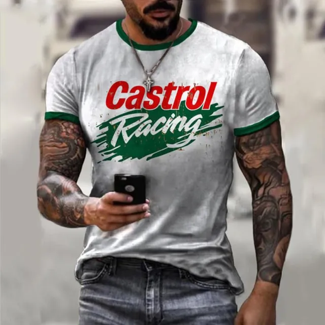 Tricou bărbătesc cu mânecă scurtă și imprimeu - Racing