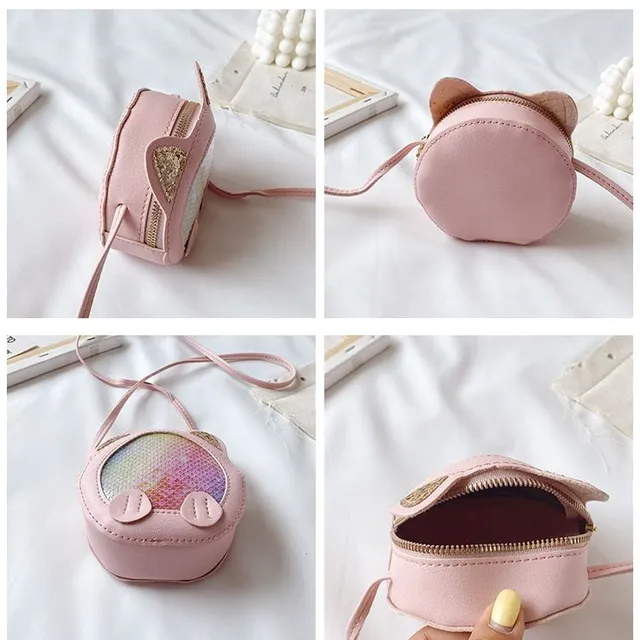 Mini sac à bandoulière pour fille décoré de paillettes et d'oreilles