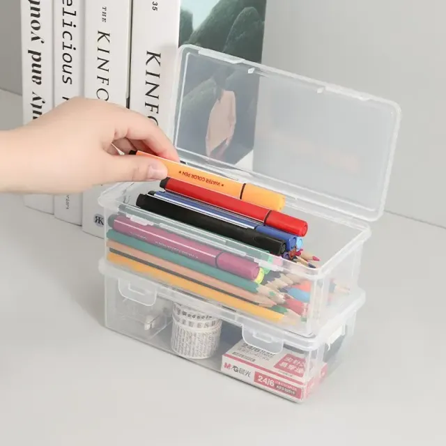 Transparent plastic pencil case - storage box for artistic needs