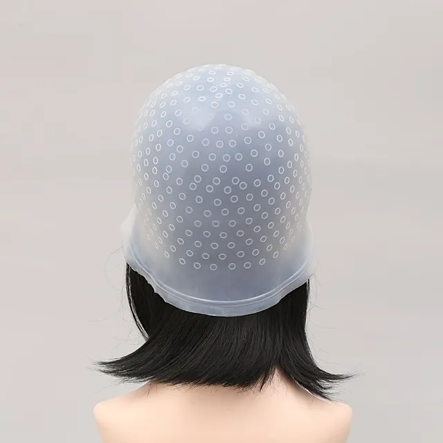 Silikonová čepice na barvení vlasů, opakovaně použitelná čepice na melírování a barvení