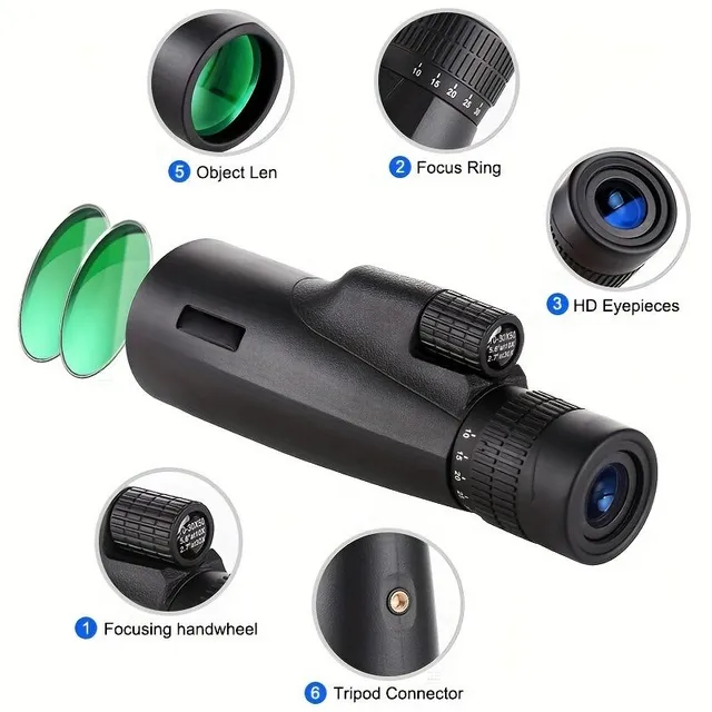 Powerful Monocular Telescope 10-30x50, Pranole Monocular BAK4 With Holder Telephone A Stativ Pro Outdoor Camping, Bird Watching and Wild Animal Observation