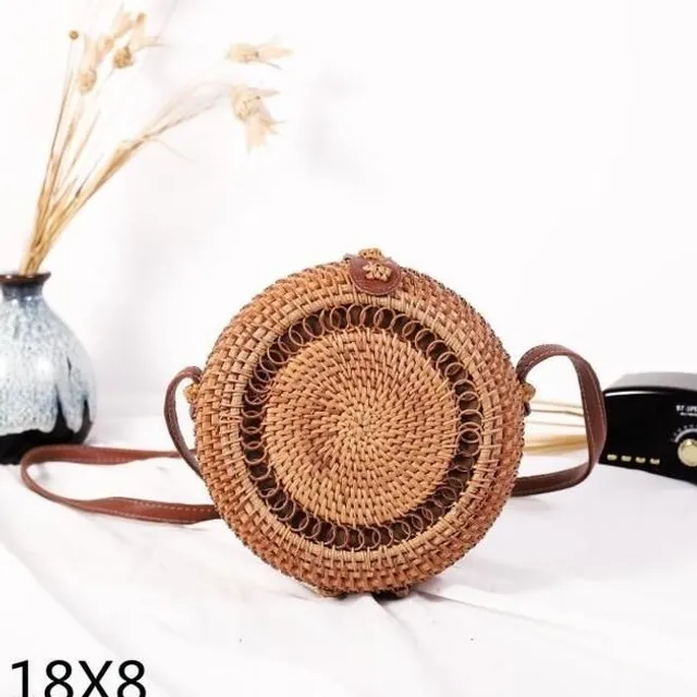 Rattan round handbag