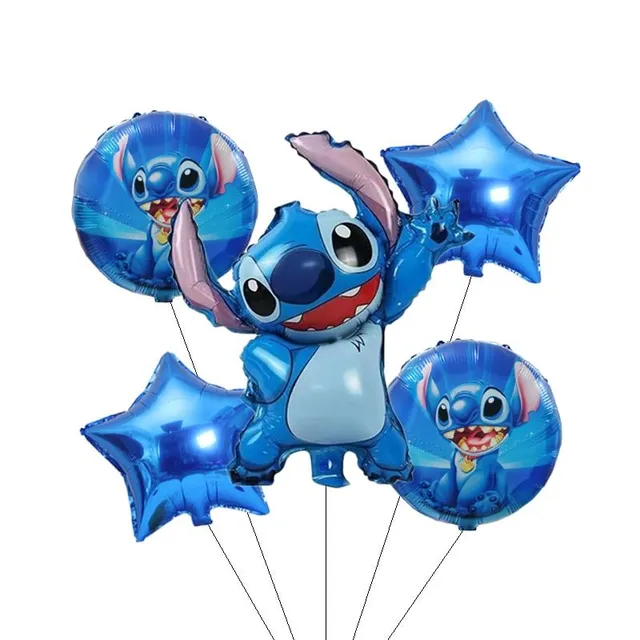 Birthday set of decorative party balloons with Lilo and Stitch motif